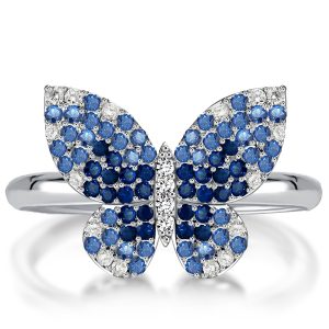 unique engagement rings - Dancing Butterfly Blue Sapphire Engagement Ring Butterfly Ring, Italo jewelry - Online Catalog
