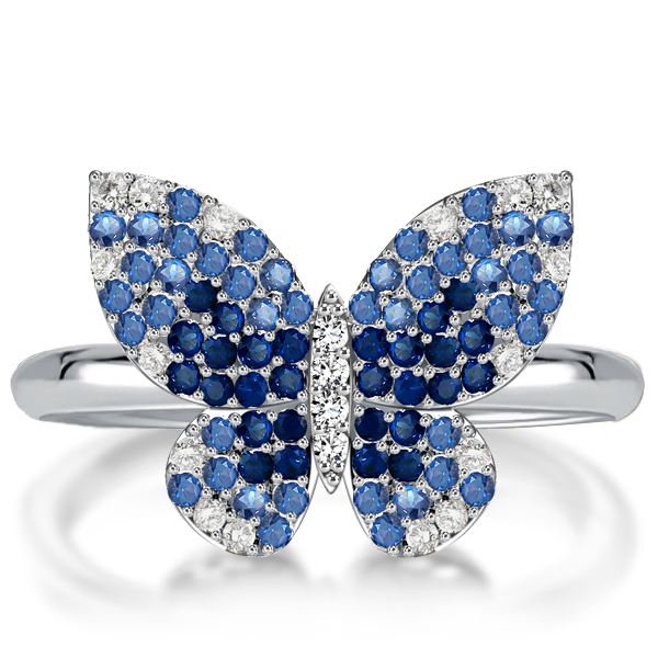 Unique rings - Dancing Butterfly Blue Sapphire Engagement Ring Butterfly Ring, Italo jewelry - Online Catalog