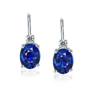 Earrings - Italo Oval Cut Blue Sapphire Drop Earrings For Women, Apparel & Accessories, Italo jewelry - Online Catalog