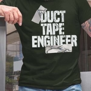 Men Duct Tape Engineer Letters Crew Neck Casual Fit T-Shirt, T-shirts, Lilicloth.com