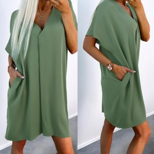 Pocket Design V-Neck Casual Dress, women Casual Dresses, ChicMe catalog