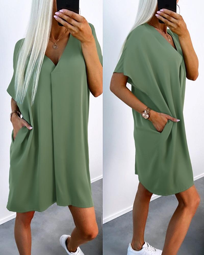 Pocket Design V-Neck Casual Dress, women Casual Dresses, ChicMe catalog