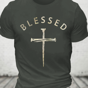 Blessed Cross Cotton T-Shirt, T-shirts, Lilicloth.com
