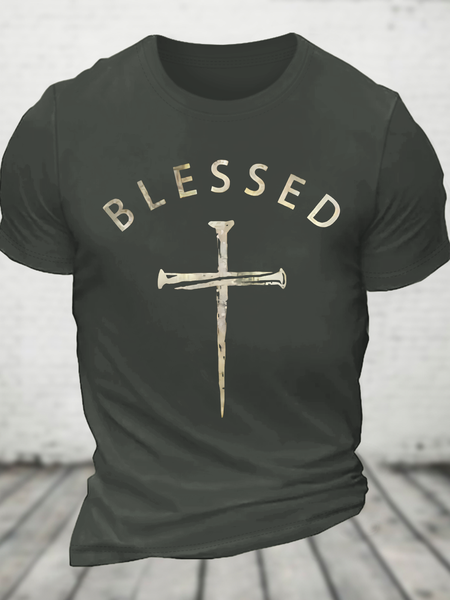 Blessed Cross Cotton T-Shirt, T-shirts, Lilicloth.com