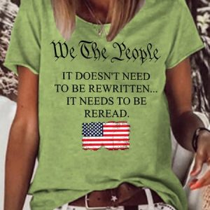 Womens We The People America Flag Casual T-Shirt, T-shirts, Lilicloth.com