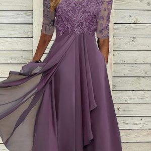 Women's Elegant Mother Of The Bride Dress Wedding Guest Dress, JustFashionNow Formal Dresses, color:Purple|size:XXL,