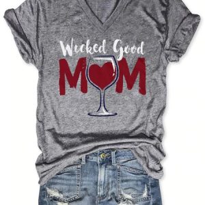 Wicked Good Mom Wine Tee, T-shirts, Lilicloth.com