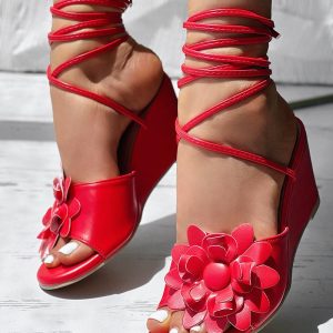 Ombre Floral Pattern Strappy Wedge Sandals, Wedges Shoes, ChicMe catalog
