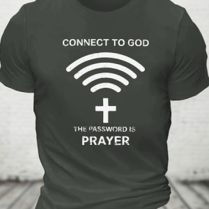 Connect To God Vintage Faith Print Cotton T-Shirtw, T-shirts, Lilicloth.com