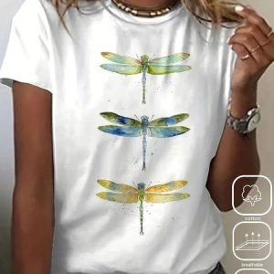 Casual Cotton Dragonfly T-Shirt, T-shirts, Lilicloth.com