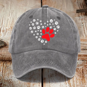 Dog Paw Heart Dog Lovers Hat, Women's Hats, Lilicloth.com