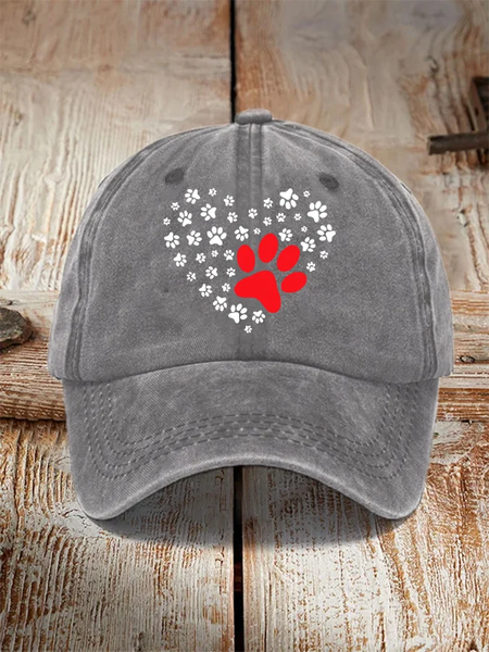 Dog Paw Heart Dog Lovers Hat, Women's Hats, Lilicloth.com