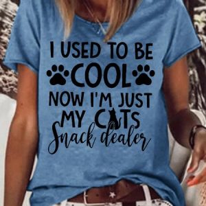 Womens Funny Cat Lover letter Print Crew Neck T-Shirt, T-shirts, Lilicloth.com