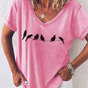 Cute Nature Bird Short Sleeve T-Shirt, T-shirts, Lilicloth.com