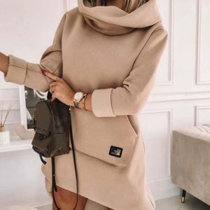 High Neck Long Sleeve Sweatshirt Casual Dress, women Casual Dresses, ChicMe catalog