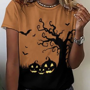 Womens Halloween Crew Neck T-Shirt, T-shirts, Lilicloth.com