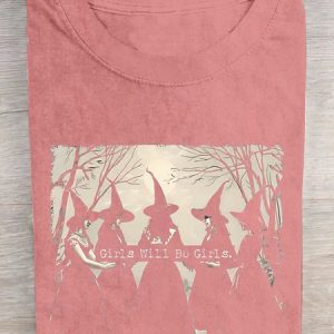 Comfort Colors Girls Will Be Girls Witch Cotton T-shirt, T-shirts, Lilicloth.com