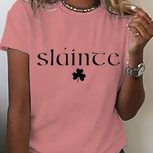 Cotton Text Letters Loose Casual T-Shirt, T-shirts, Lilicloth.com