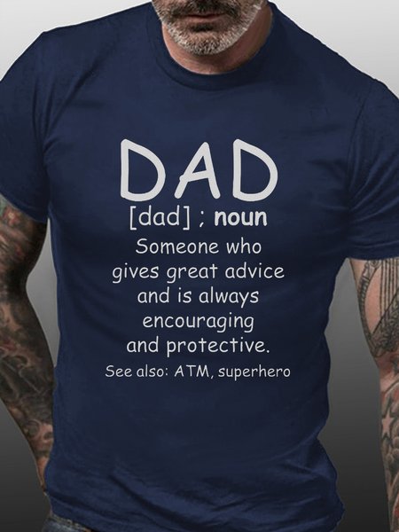 Dad Print Casual Short Sleeve T-shirt, T-shirts, Lilicloth.com