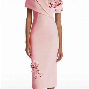 Women's Short Sleeve Summer Plain Applique Dress V Neck Holiday Going Out Urban Midi H-Line, JustFashionNow Dresses, color:Pink|size:3XL,