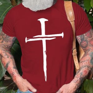 Nail Cross Christian Casual Short Sleeve T-Shirt, T-shirts, Lilicloth.com