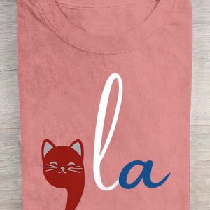Retro Cat Comma La Cat Lover For President 2024  Cotton T-shirt, T-shirts, Lilicloth.com