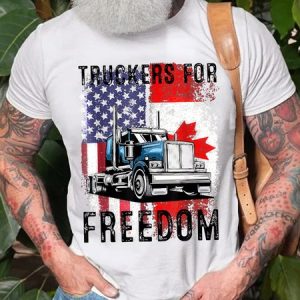 American Flag Canada Flag Freedom Casual Cotton Short Sleeve T-Shirt, T-shirts, Lilicloth.com