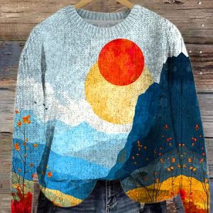 Simple Landscape Painting Sweater, Sweaters, Lilicloth.com