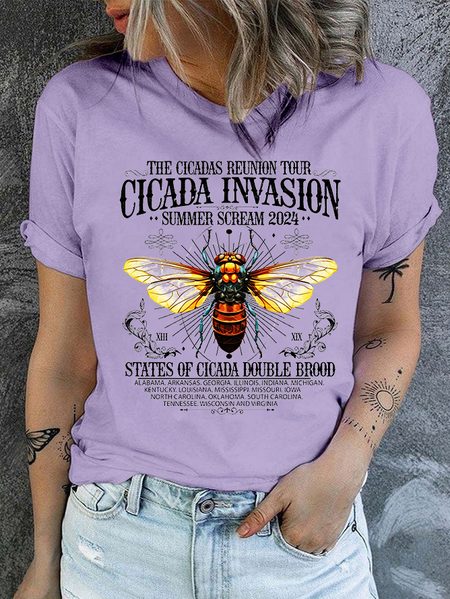 The Cicadas Reunion Tour Summer 2024 Text Letters Casual T-Shirt, T-shirts, Lilicloth.com