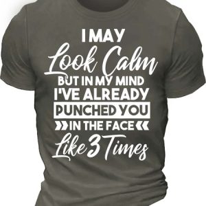 MenвЂ™s I May Look Calm But In My Mind IвЂ™ve Already Punched You Like 3 Times Regular Fit Casual T-Shirt, T-shirts, Lilicloth.com