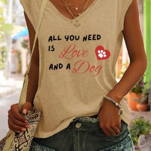 Lilicloth x Kat8lyst All You Need Is Love And A Dog Tank Top, Tank Tops, Lilicloth.com