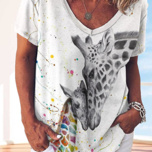 Deer Tie-Dye Pattern Sweet T-Shirt, T-shirts, Lilicloth.com
