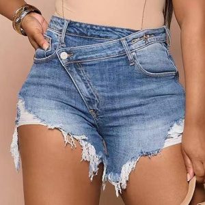 Buttoned Ripped Pocket Design Denim Shorts, women Denim Shorts, ChicMe catalog