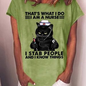 WomenвЂs Funny Word That's What I Do I Am A Nurse Cotton-Blend Casual Loose T-Shirt, T-shirts, Lilicloth.com