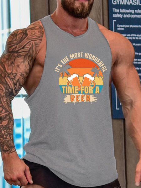 Time For A Beer, Sleeveless Crew Neck Tank Top, Tank Tops, Lilicloth.com