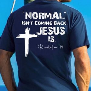 Men Normal Isn’t coming Back Jesus Basics Text Letters T-Shirt, T-shirts, Lilicloth.com
