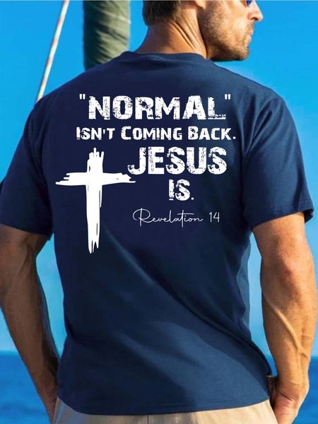 Men Normal Isn’t coming Back Jesus Basics Text Letters T-Shirt, T-shirts, Lilicloth.com