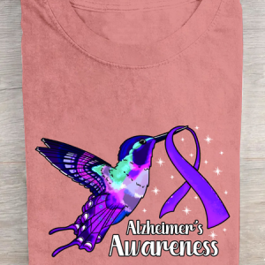 Alzheimers Awareness Humming Bird Cotton T-Shirt, T-shirts, Lilicloth.com