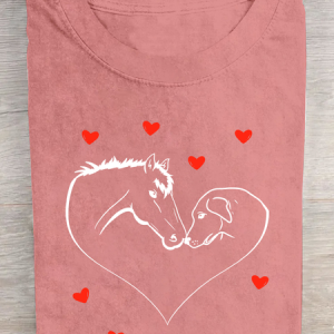 Horse Dog Horse Lover Cotton T-Shirt, T-shirts, Lilicloth.com