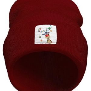 Christmas Reindeer Graphic Beanie Hat, Hats, Lilicloth.com