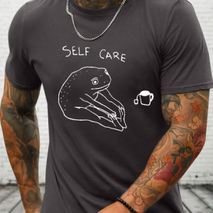 Funny Frog Self Care Cotton Casual Crew Neck Loose T-Shirt, T-shirts, Lilicloth.com