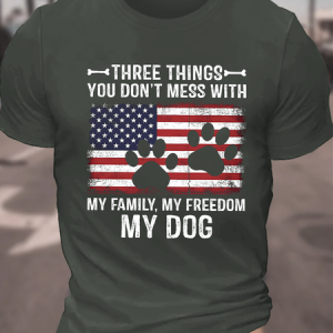 Three Things You Don't Mess With My Dog Cotton T-Shirt, T-shirts, Lilicloth.com
