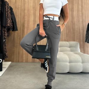 Stretchy Waist Pocket Design Cuffed Sweatpants, Pants, ChicMe catalog
