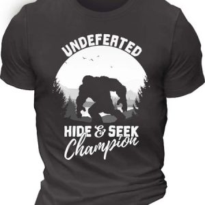 MenвЂ™s Undefeated Hide & Seek Champion Casual Cotton Crew Neck Text Letters T-Shirt, T-shirts, Lilicloth.com