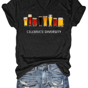 Celebrate Diversity Funny Beer Print Shirts & Tops, T-shirts, Lilicloth.com