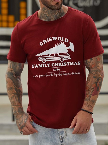 Griswold Family Christmas 1989 Short Sleeve Crew Neck Cotton Blends T-shirt, T-shirts, Lilicloth.com