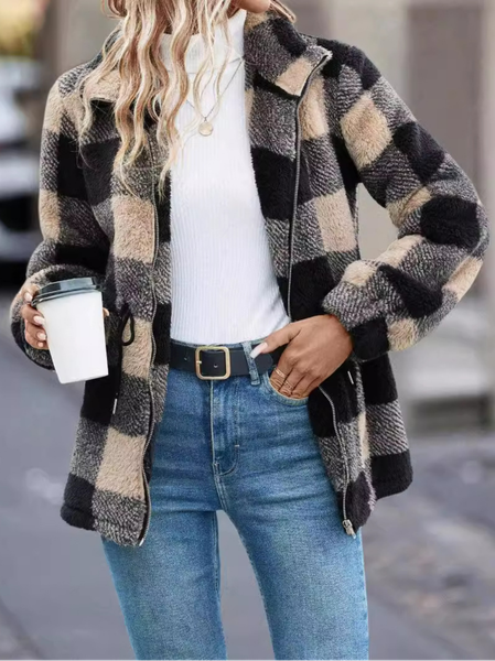 Women's Winter Outerwear Teddy Velvet Casual Plain Long Sleeve Shirt Collar Fleece Coat, JustFashionNow Coats, color:Blue|size:XL,