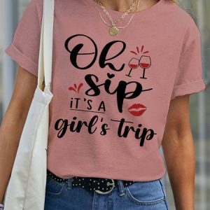 Ah Ship Its A Girls Trip Ladies Group Cruise Vacation Regular Fit Short Sleeve T-Shirt, T-shirts, Lilicloth.com