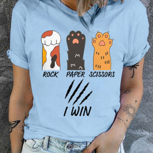 Cotton Rock Paper Scissors I Wine Cat Paws Funny Cat Cute Casual Cat T-Shirt, T-shirts, Lilicloth.com