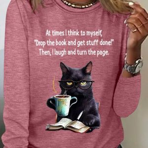 At Times I think To Myself"Drop The Book And Get Stuff Done!"Then, I Laugh And Turn The Page Sarcastic Long sleeve Shirt, Long sleeves, Lilicloth.com